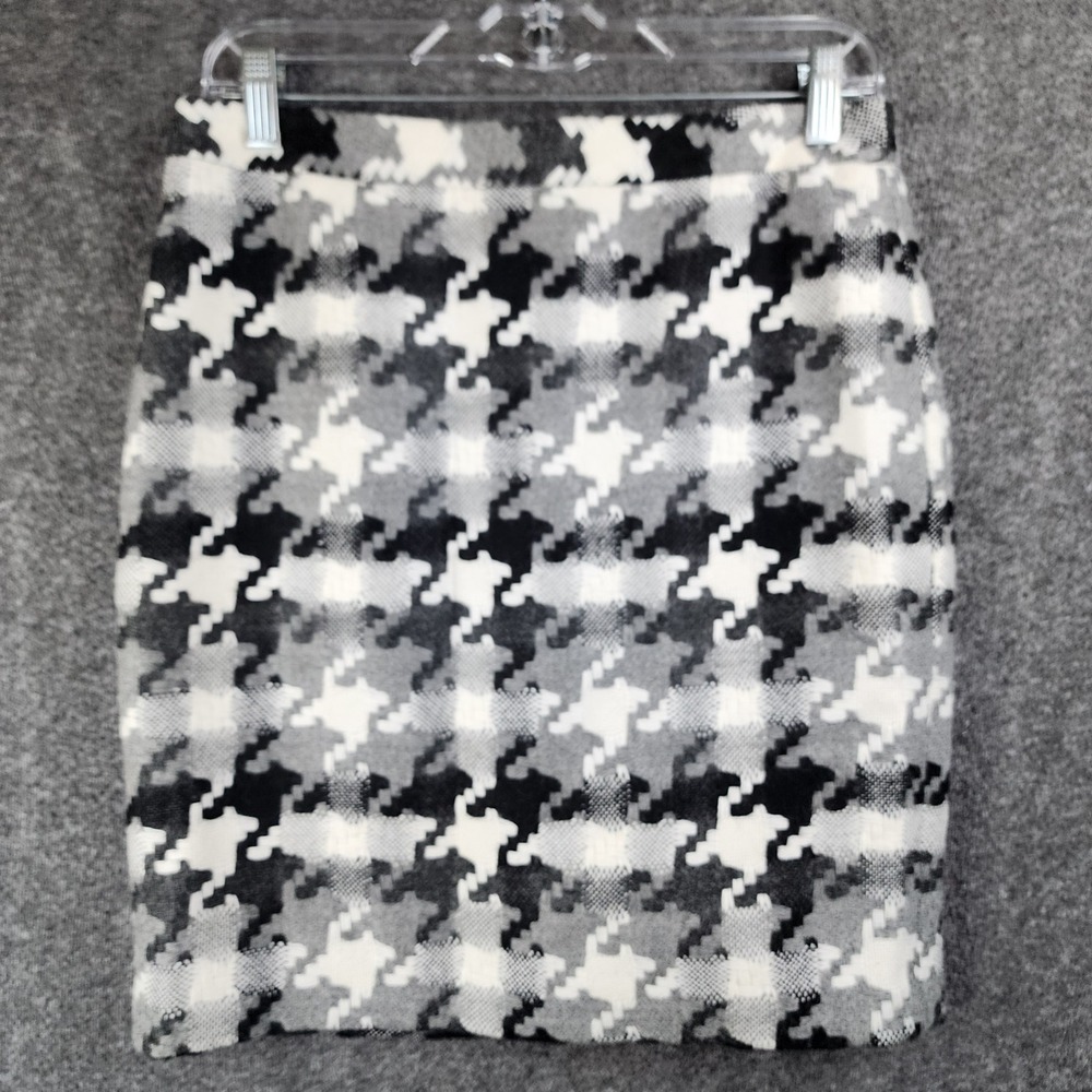 Loft Skirt Women 6P Houndstooth Black White Gray Textured Pencil EUC